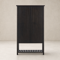 Tokyo Cabinet in Smoked Black featuring a minimalist design and slatted base.