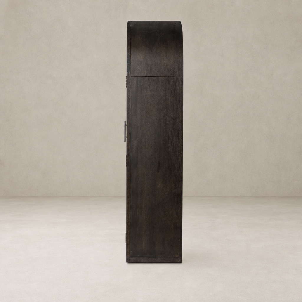 Wide cabinet in dark anthracite oak with a sleek, minimalist design.