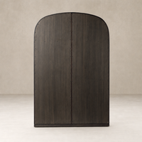 Wide cabinet in dark anthracite oak with a rounded top and sleek finish.