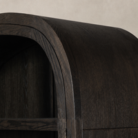Wide cabinet with a curved dark anthracite oak top detail.