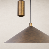 Burnished brass aluminum pendant light with a modern conical shade design.