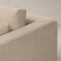 Savannah Chair in Alcala Wheat showing textured fabric and plush cushion detail.