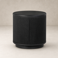 Roselle End Table featuring a sleek black finish and textured surface.