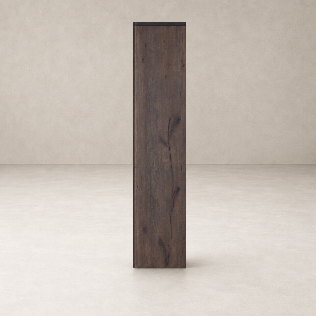 Sedona Bookcase in Tobacco Oak with a smooth, sleek finish and modern design.