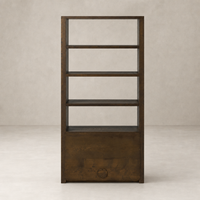 Tobacco Oak Sedona Bookcase with four spacious shelves and a modern design.