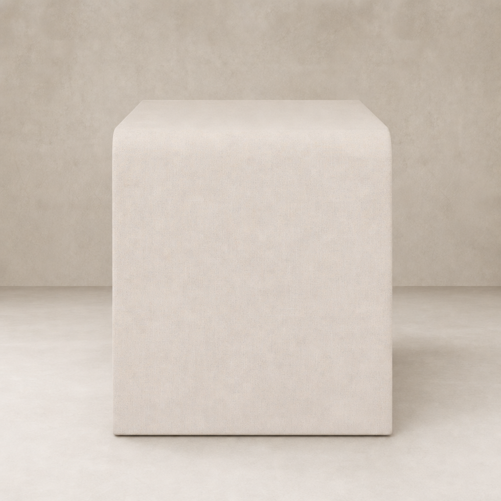 Kyoto Desk in Sandy Oak featuring a smooth, minimalist design with rounded edges.