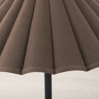 Espresso canvas floor lamp shade with pleated texture and smooth edges.