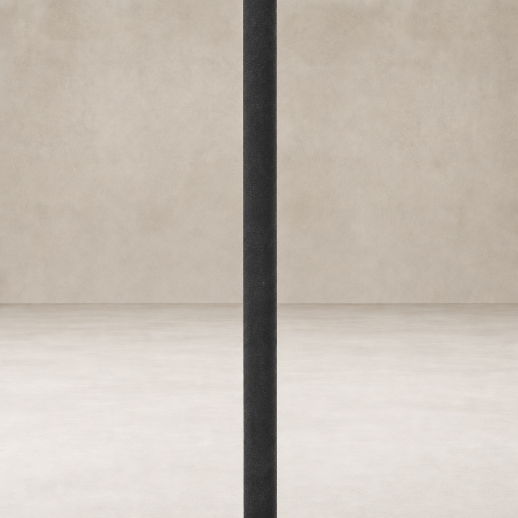 Cream canvas floor lamp with a sleek, contemporary design showcasing a minimalist aesthetic.