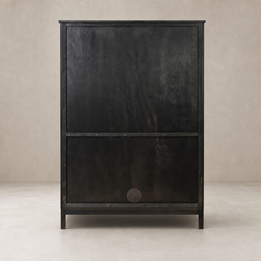 Bristol Cabinet in Smoked Black features a sleek, minimalist design with subtle texture.