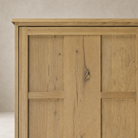 Bristol Cabinet features aged natural oak with a warm, textured finish.