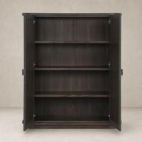 Spacious Kanoa Cabinet in dark green lacquered linen with adjustable shelves.