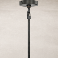 Natural bronze linear chandelier with a sleek, minimalist design and adjustable height.