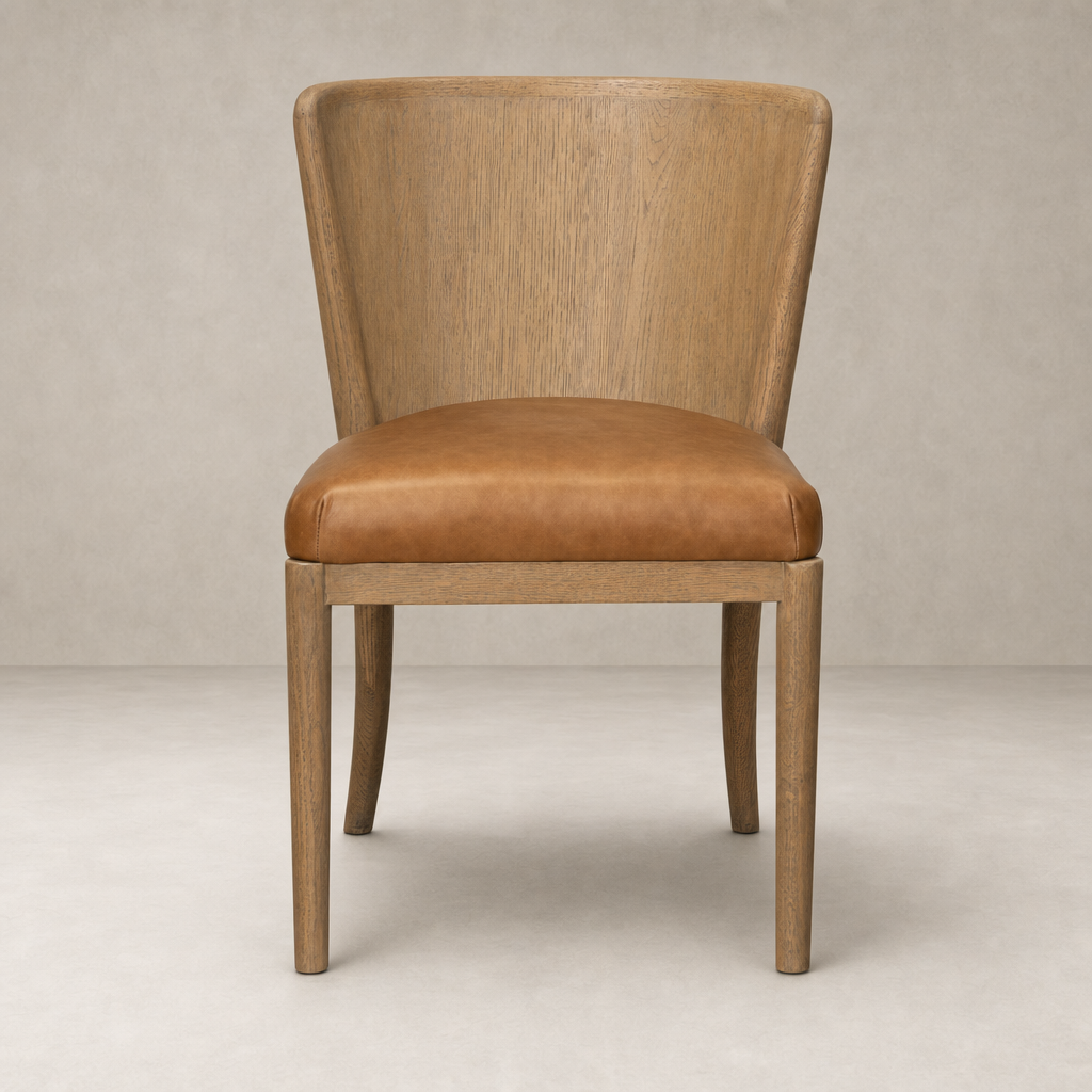 Skye Dining Chair in Sonoma Chestnut with sleek wood finish and leather seat.
