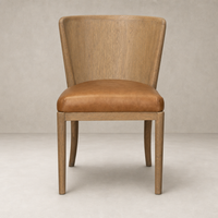 Skye Dining Chair in Sonoma Chestnut with sleek wood finish and leather seat.