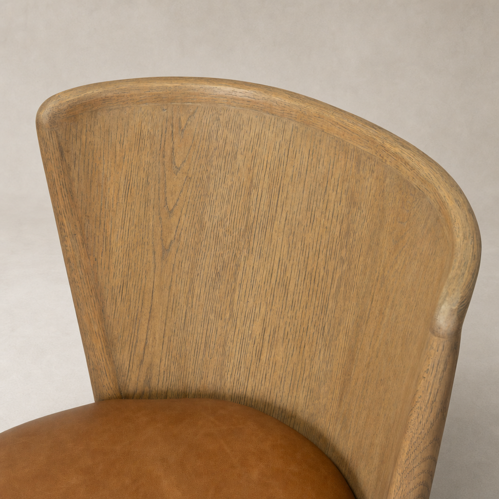 Skye Dining Chair in Sonoma Chestnut showcasing a curved wooden backrest and plush seat.