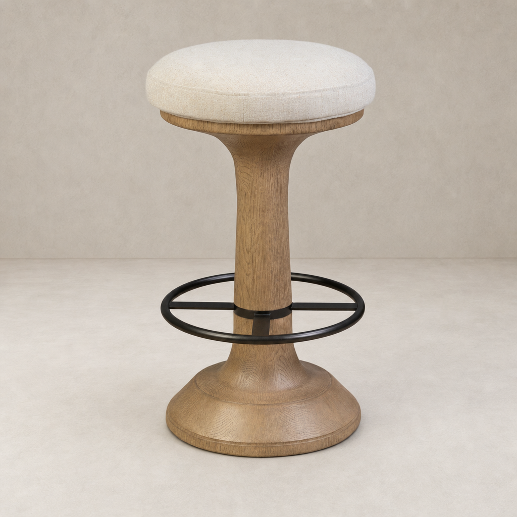 Counter stool in Antwerp Natural with upholstered seat and sturdy base.