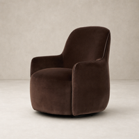 Paloma Swivel Chair in Surrey Cocoa, featuring soft curves and plush fabric.