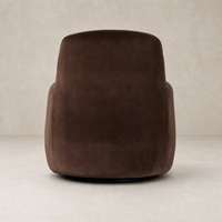 Paloma Swivel Chair in Surrey Cocoa with a smooth, rounded back design.