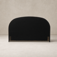 Savoy Parchment bed in a sleek, arched design with a minimalist finish.