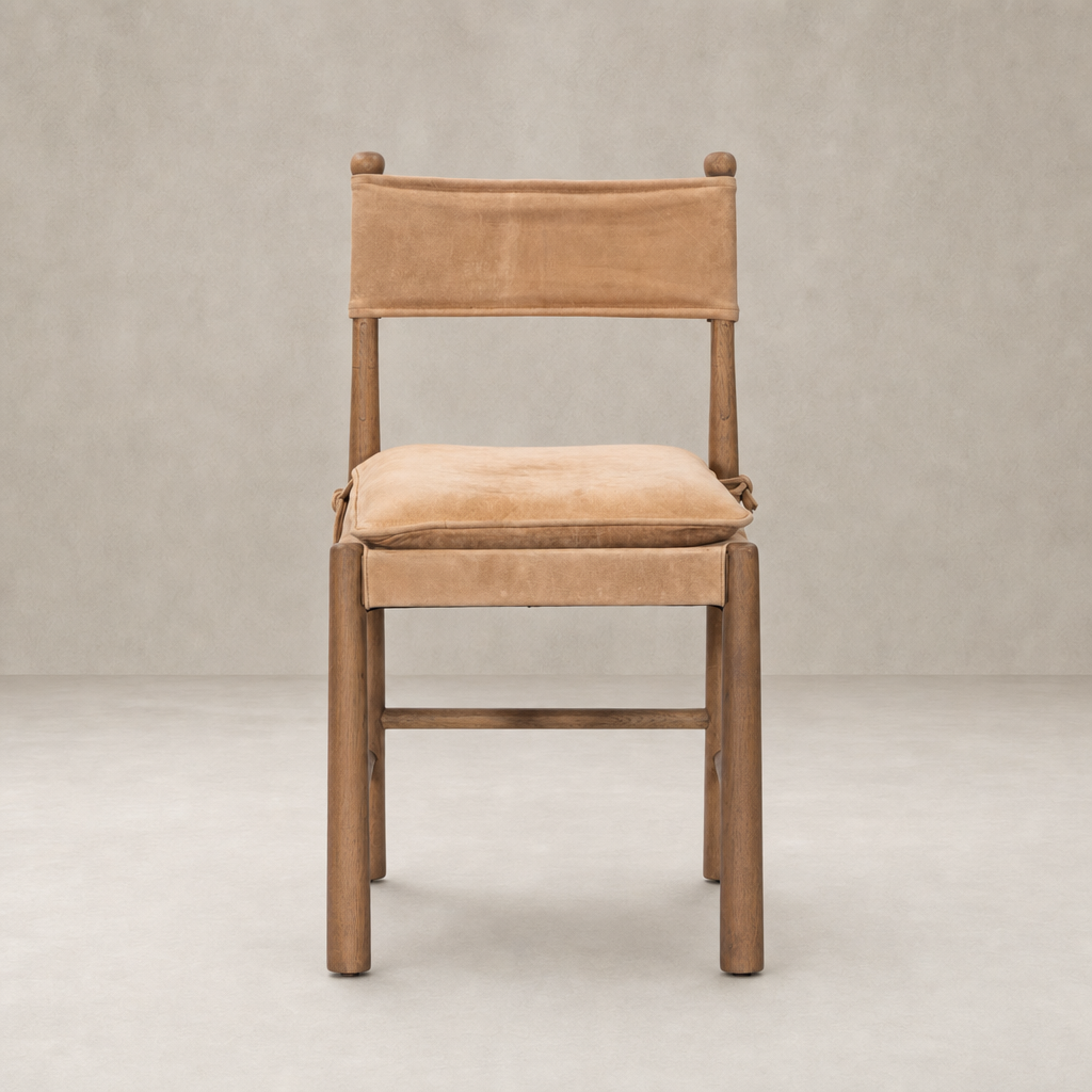 Winchester Beige dining chair with a simple, modern design and soft cushions.