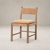 Winchester Beige dining chair with a cushioned seat and minimalist wooden frame.