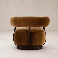 Bodhi Swivel Chair in Surrey Ochre featuring a plush rounded back and sturdy base.