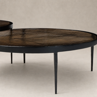 Kiko Nesting Tables set of 2 with smoked brown cast glass tops and sleek black legs.