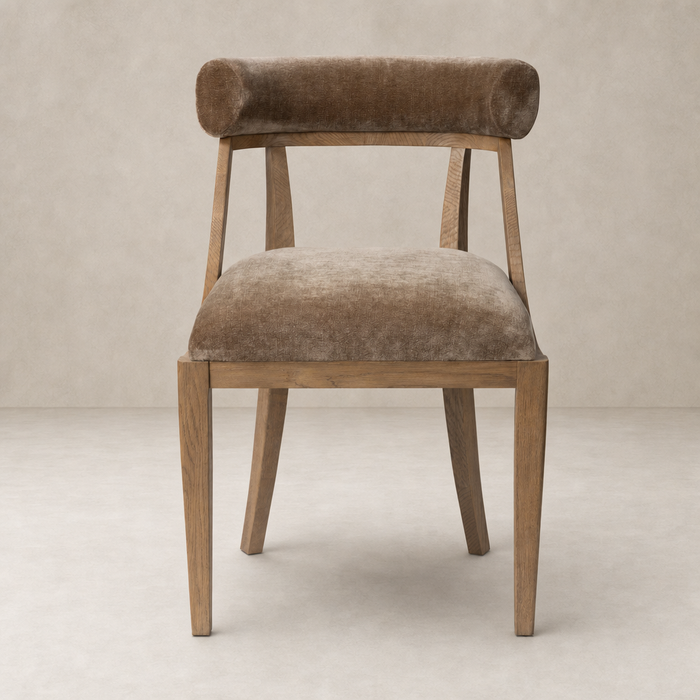 Altair Mushroom dining chair with a rounded back and wooden legs.