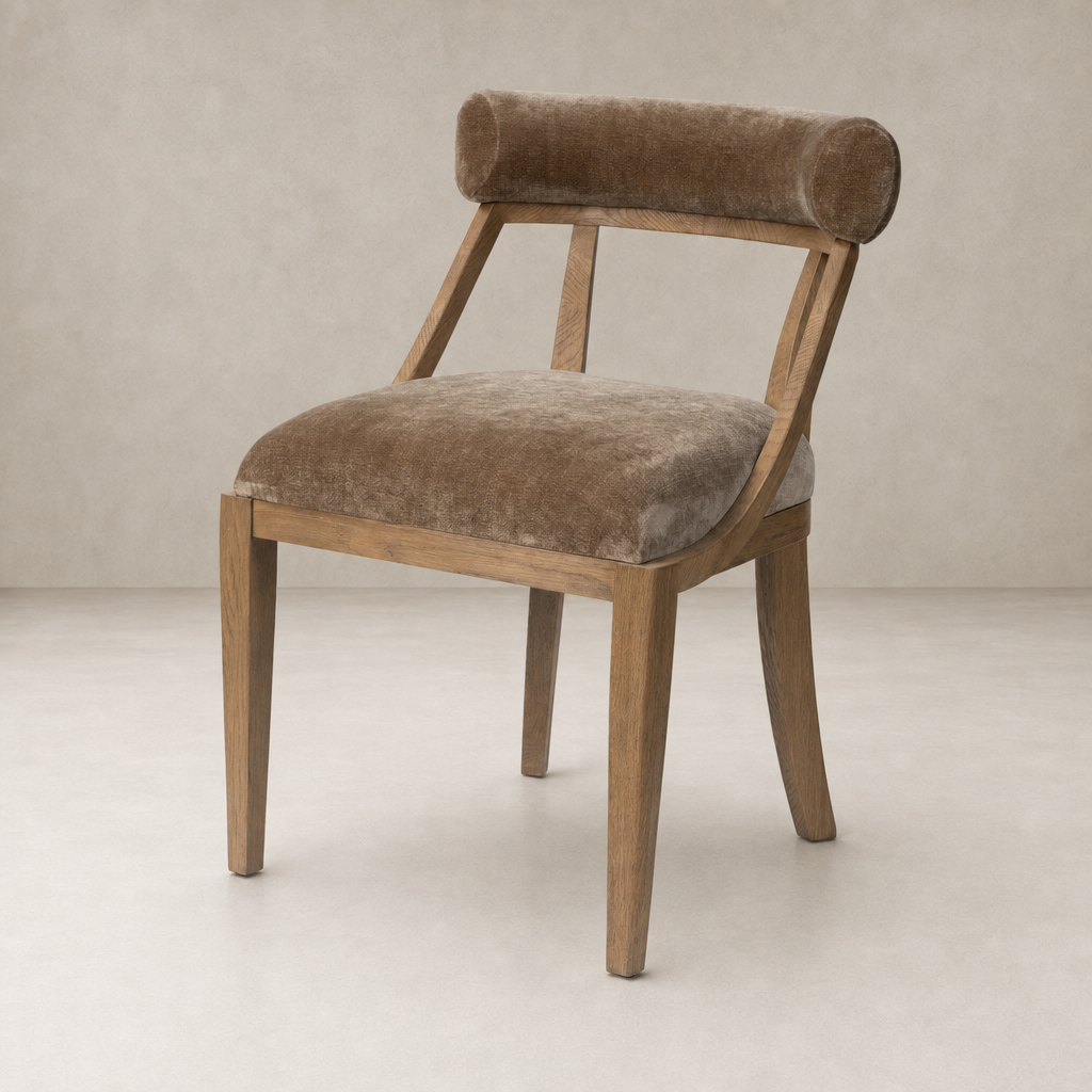 Stylish Altair Mushroom dining chair with plush seat and rounded backrest.