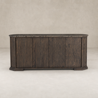 Dark brown acacia Paolo sideboard with smooth curved edges and four doors.