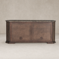 Paolo Sideboard in dark brown acacia with smooth surfaces and a sleek design.