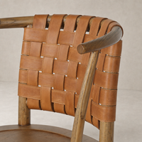 Berlin Bar + Counter Stool in Haven Tobacco featuring a woven leather backrest.