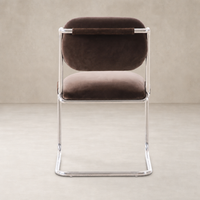 Surrey Mink dining chair with sleek chrome frame and plush upholstery.