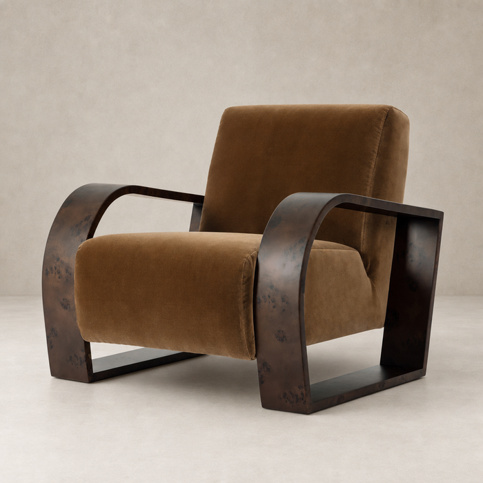 Surrey Ochre Orchid Chair featuring rounded arms and plush upholstery, ideal for modern decor.