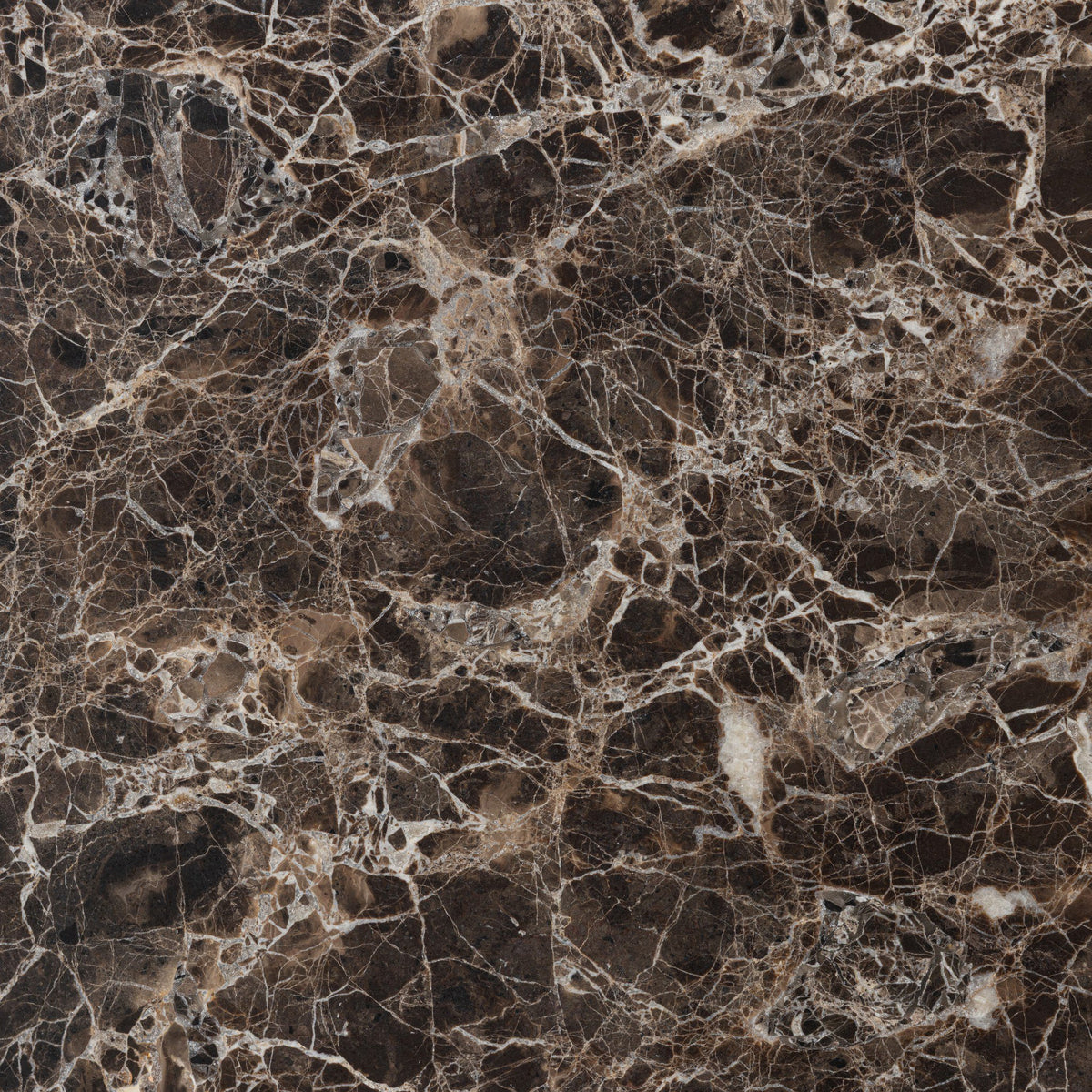 Brown Emperador marble surface showcasing intricate veining on the Marin Square Marble Coffee Table.