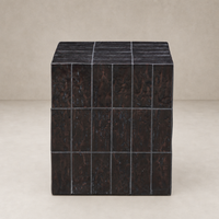 Textured brown tile end table with a square design and modern finish.