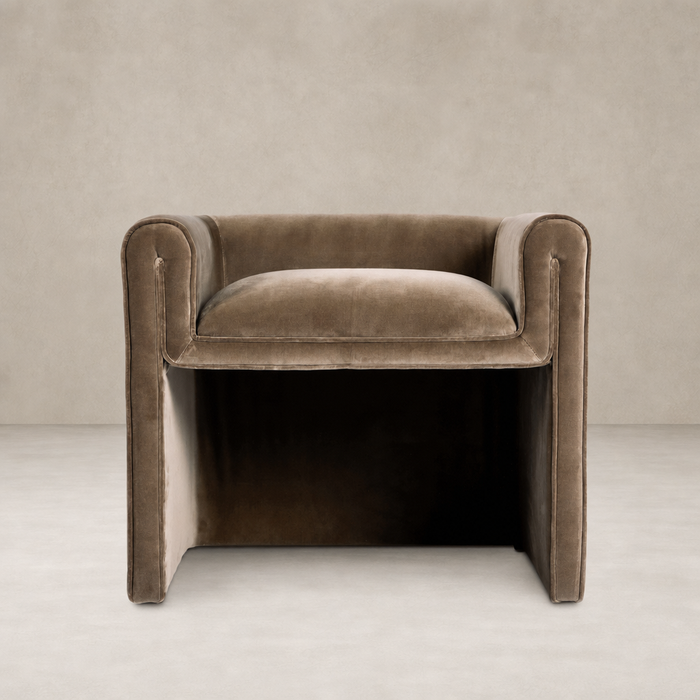 Stylish Surrey Fossil accent stool with plush seat and sleek square design.