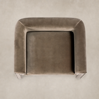 Surrey Fossil accent stool with sleek lines and soft, plush upholstery.