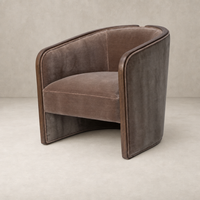 Monte Mushroom accent chair with curved design and plush upholstered seat.