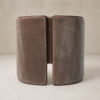 Monte Mushroom accent chair with rounded shape and soft fabric finish.