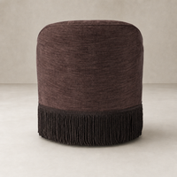 Lyra Fringe Swivel Chair in Laughlin Plum featuring textured fabric and fringe detailing.