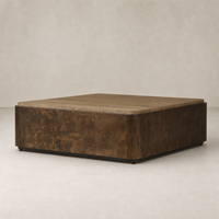 Nash Square Coffee Table in burnt bleached oak resawn with a sleek, modern design.
