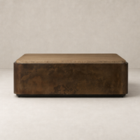 Nash Square Coffee Table in burnt bleached oak resawn with a sleek, modern design.