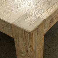 Close-up of the Como Vintage Elm Coffee Table highlighting its textured surface and rustic finish.