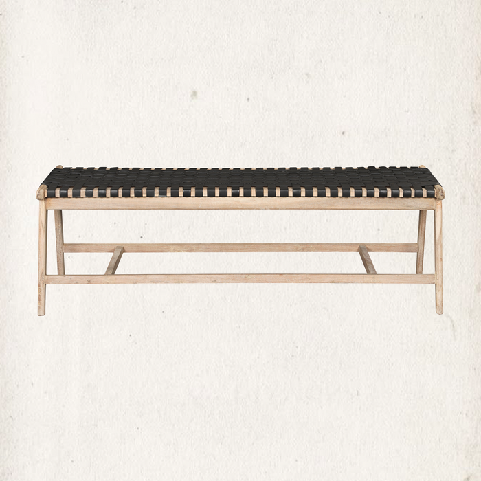 Pascua Leather Bench, Noir