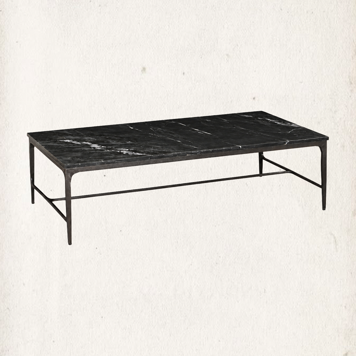 Lausanne Marble and Iron Coffee Table 55"