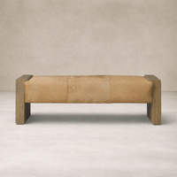Front view of the Vale Accent Bench featuring a soft, upholstered seat and sturdy wooden frame.