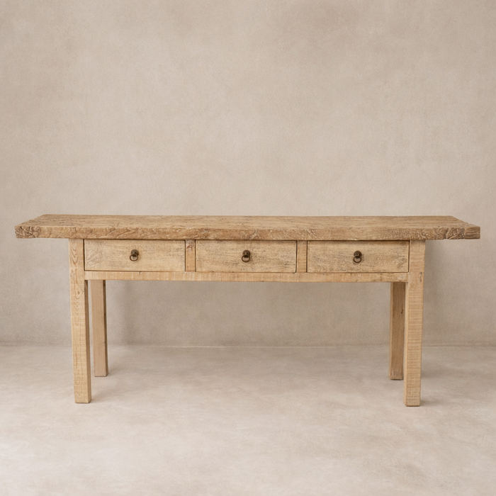 Antique Elm Console Table - Circa 1945