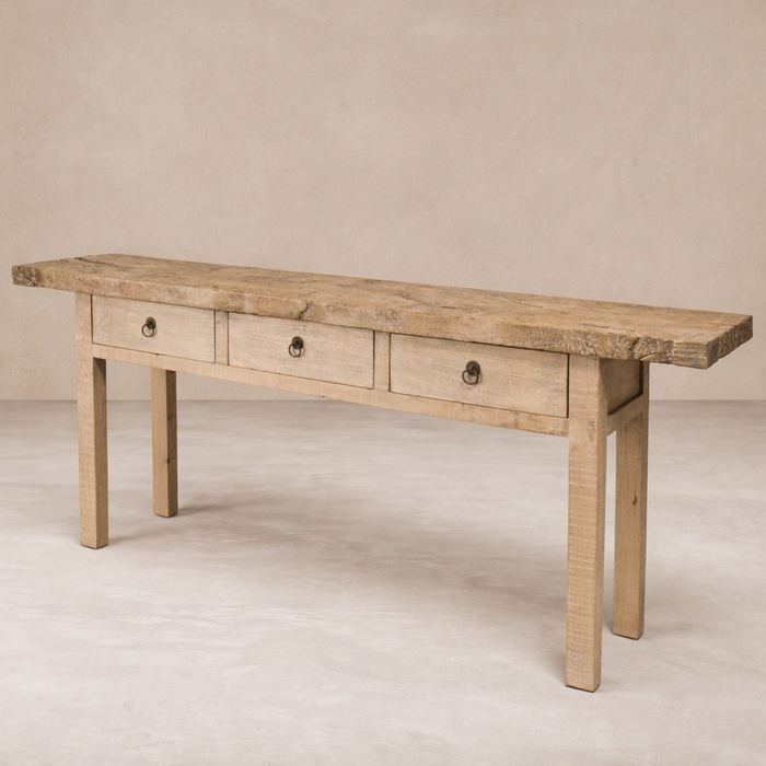Antique Elm Console Table - Circa 1945
