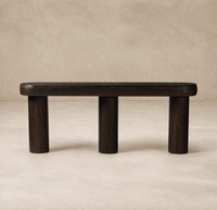 Front view of the Maelle Console Table showcasing its sleek, dark wood finish and rounded edges.